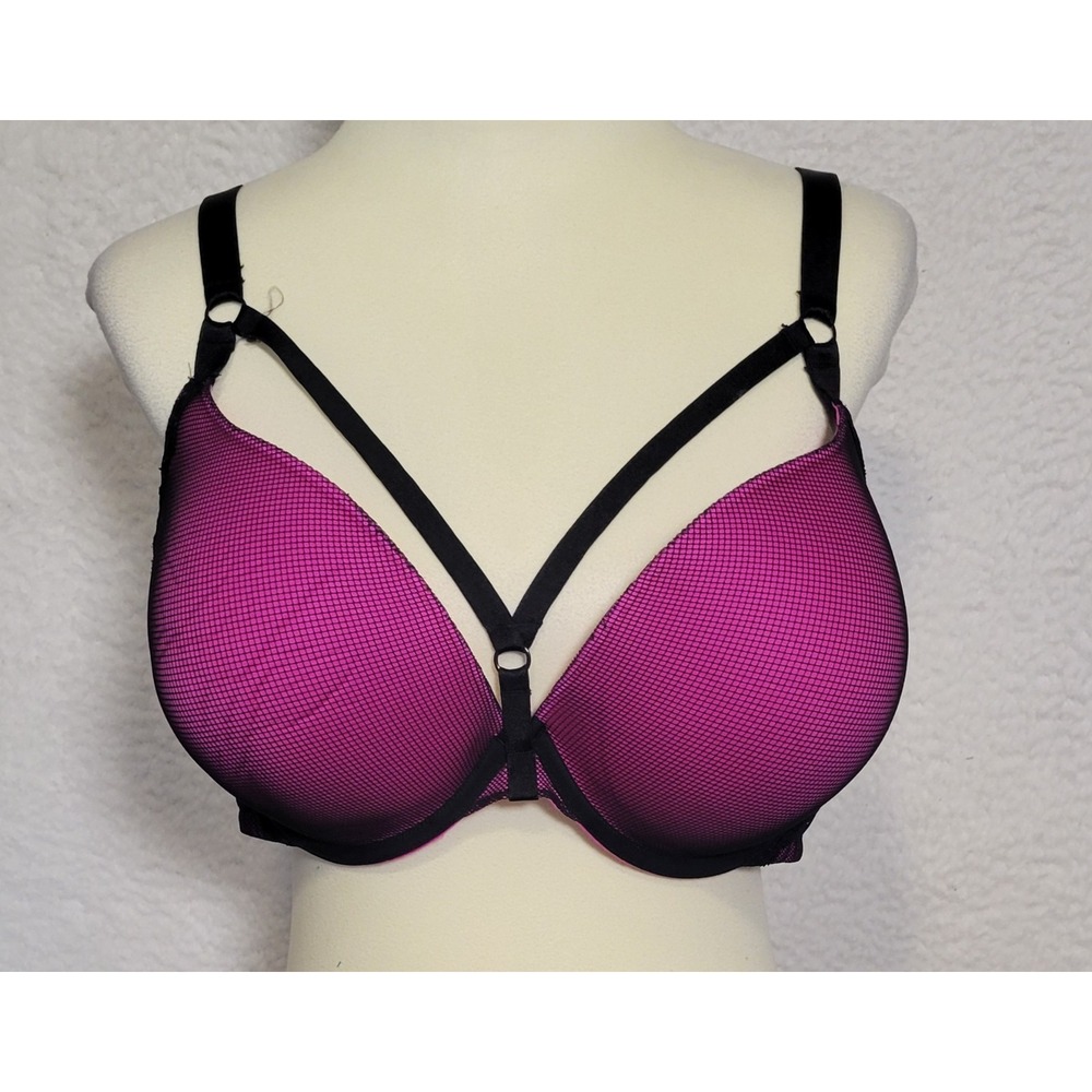 Torrid Pink Underwire Bra‎ Size 44D Lace Adjustable Straps Push Up Plunge 1823
